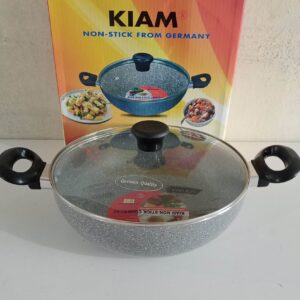 Kiam Marble Coating Classic Non-Stick Karai With Glass Lid - 30cm