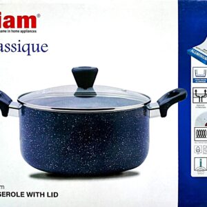 Kiam Marble Coating Non-Stick Casserole With Glass Lid - 32 cm